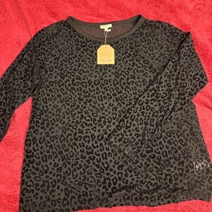 Kori Black Leopard Print Long Sleeve Top